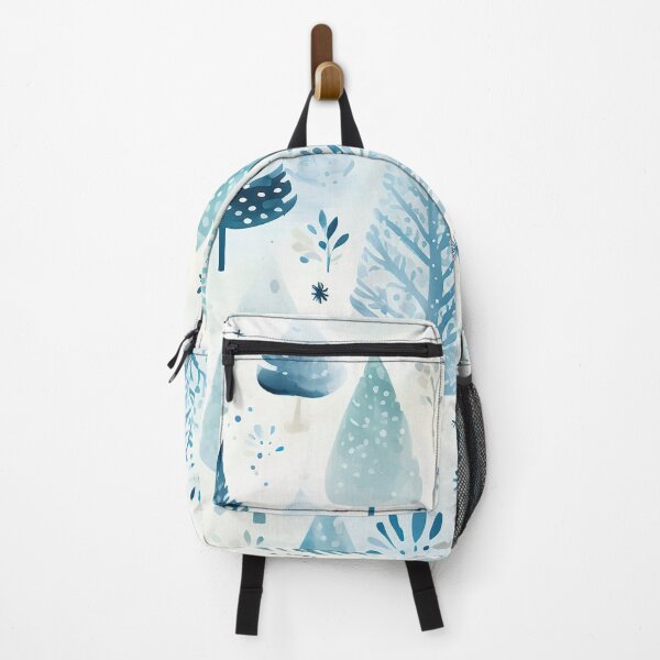 Item preview, Fun whimsical blue and white Christmas trees art pattern , winter scene designed and sold by Inktown.