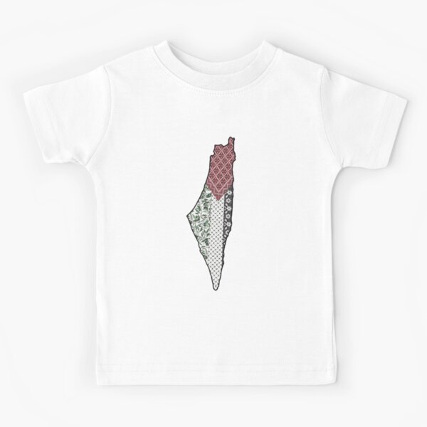 Vista previa del artículo con la obra «Mapa de Palestina con patrones de keffiyeh y thobe», diseñado y vendido por Artbygoody.
