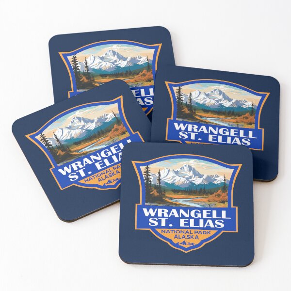 Item preview, Wrangell St. Elias National Park Illustration Retro Badge designed and sold by KrisSidDesigns.