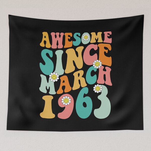 Item preview, Awesome Since March 1963 | Made In 1963 | Retro Groovy Birthday designed and sold by Christina-grich.