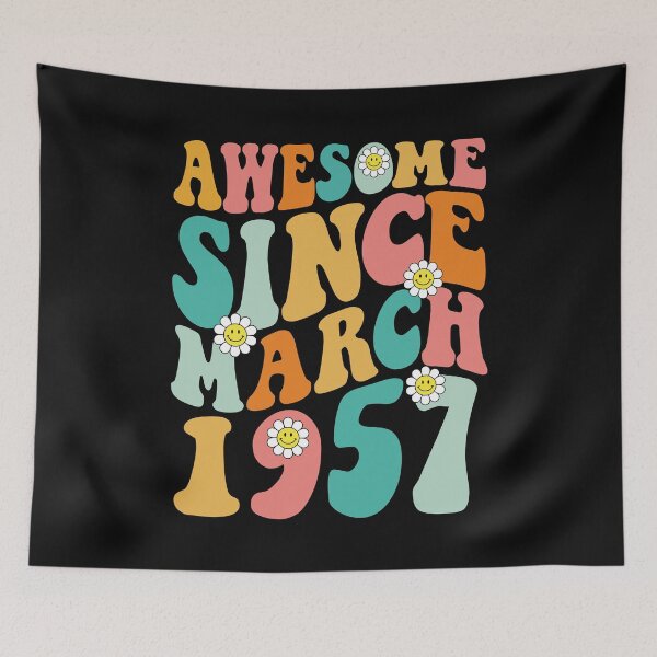 Item preview, Awesome Since March 1957 | Made In 1957 | Retro Groovy Birthday designed and sold by Christina-grich.
