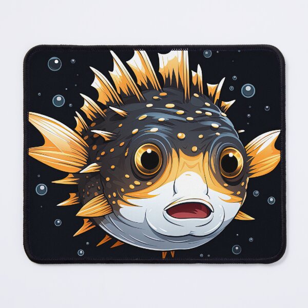 Item preview, surprised cute fugu pufferfish designed and sold by artyficial-.