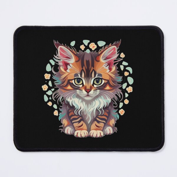 Item preview, Maine Coon cat with watercolor flowers designed and sold by BajoTShop.