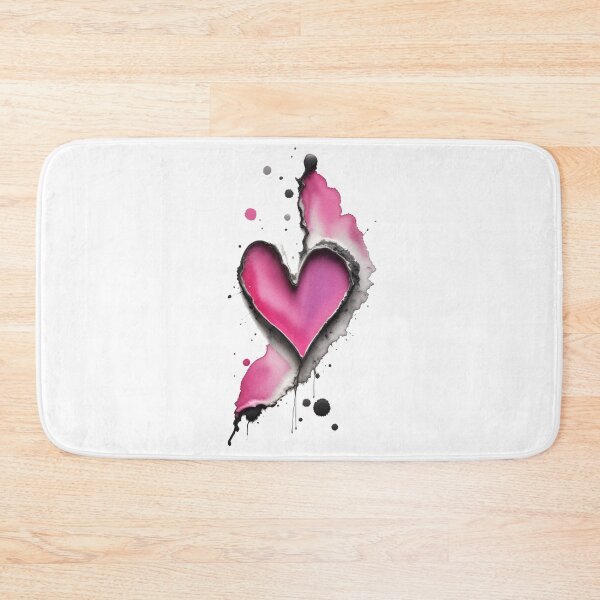 Item preview, Pink heart with black splash and blots. Watercolor illustration designed and sold by Harmonysens.