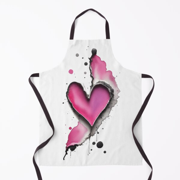 Item preview, Pink heart with black splash and blots. Watercolor illustration designed and sold by Harmonysens.