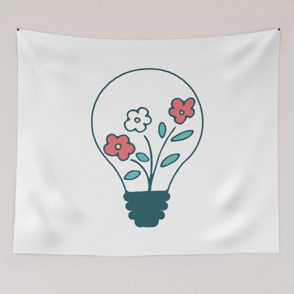Item preview, Floral lightbulb with cute flowers - green nature energy  designed and sold by NataliaVVV.