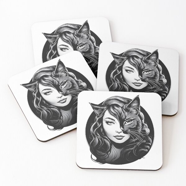 Item preview, Inspirational Cat Lover's Black and White, Girl with Cat designed and sold by Misterpng.