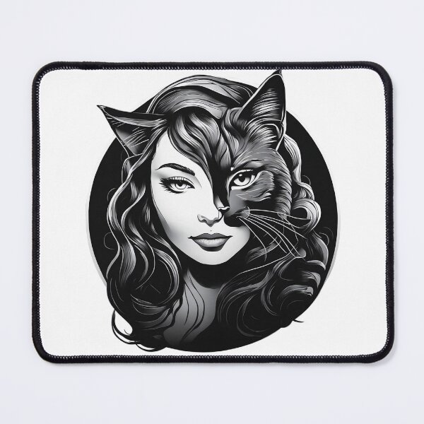 Item preview, Inspirational Cat Lover's Black and White, Girl with Cat designed and sold by Misterpng.