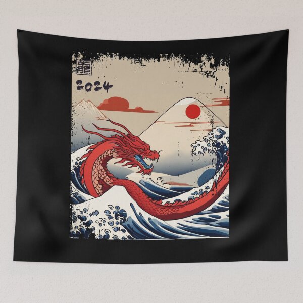 Item preview, dragon, great wave, 2024 designed and sold by Shadyfruit.