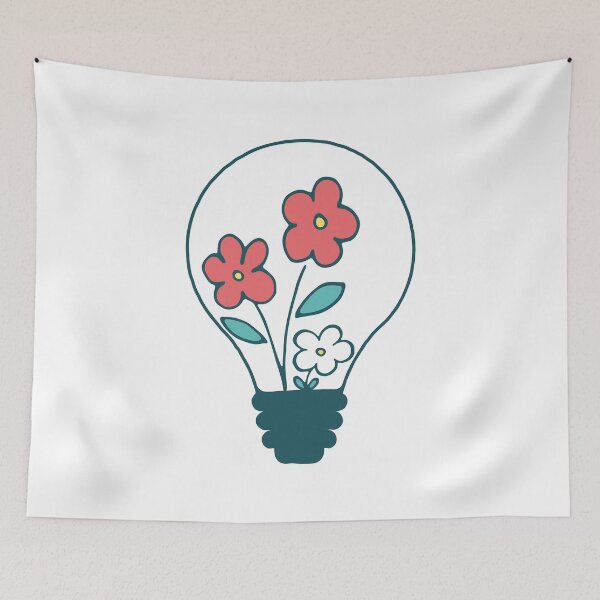 Item preview, Floral lightbulb with cute flowers - green nature energy  designed and sold by NataliaVVV.