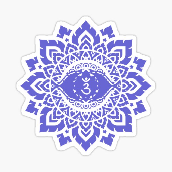 Item preview, Indigo third eye brow 6th chakra awareness abstract floral mandala designed and sold by Night-Bloom.