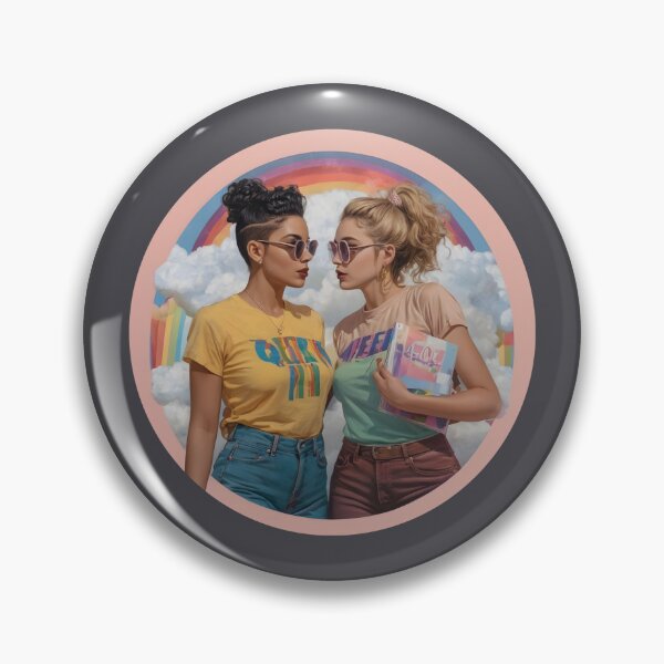 Item preview, Two Women Embracing Under a Vibrant Rainbow designed and sold by whimsiqueer.