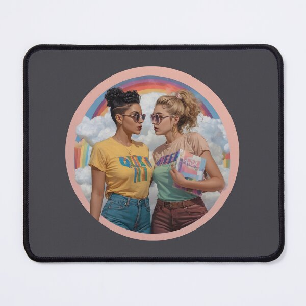 Item preview, Two Women Embracing Under a Vibrant Rainbow designed and sold by whimsiqueer.