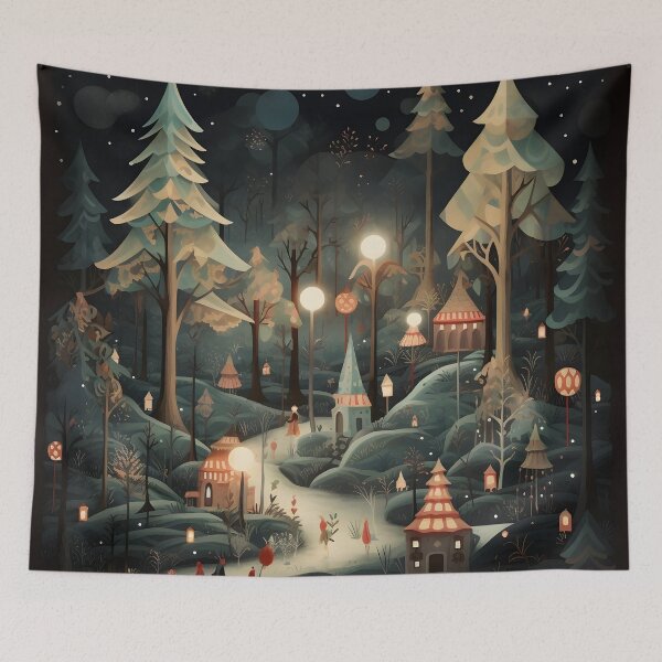 Item preview, Enchanting Christmas forest print designed and sold by dcrc.