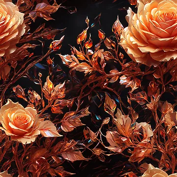 Artwork thumbnail, Fire Color Roses Floral Seamless Pattern by PaxtonProjects