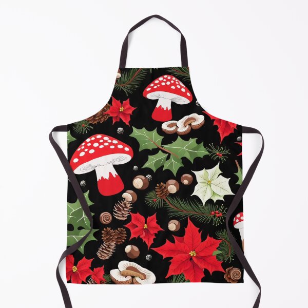 Item preview, Patrón negro de poinsettia de setas navideñas designed and sold by SquirmArt.