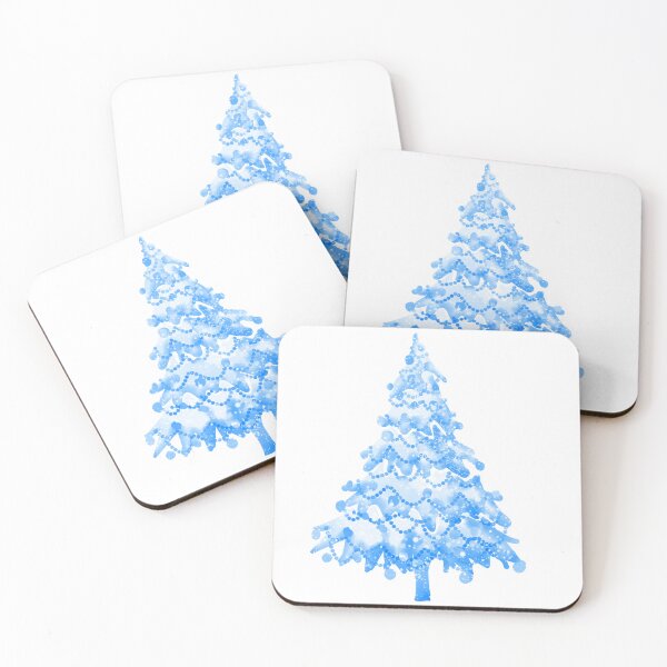 Item preview, Watercolor Christmas Tree covered in snow, light colors, delicate navy blue. designed and sold by My-fake-places.