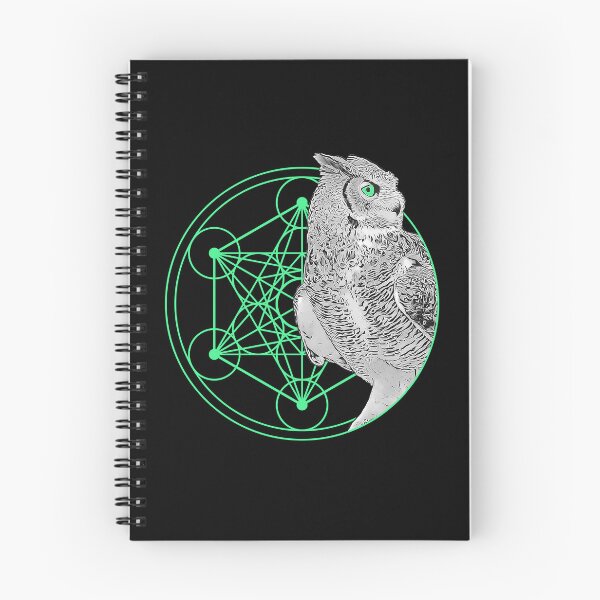 Item preview, Gray Owl Sitting on Green Metatron's Cube: Sacred Geometry designed and sold by LunarisPlexus.