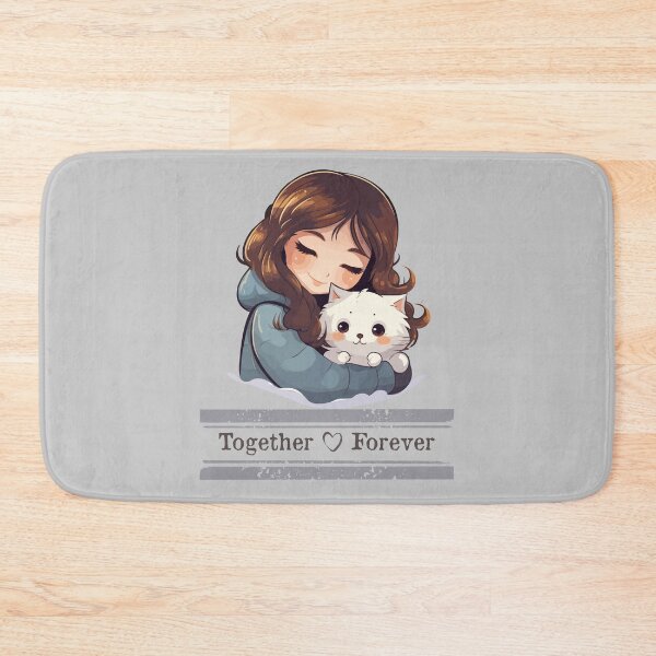 Item preview, Together forever cat and girl cartoon designed and sold by BloomingByL.