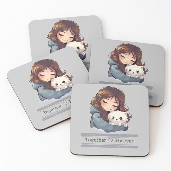 Item preview, Together forever cat and girl cartoon designed and sold by BloomingByL.