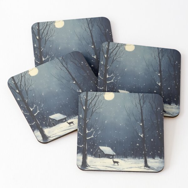 Item preview, Winter moonlight in a forest designed and sold by Viesii.