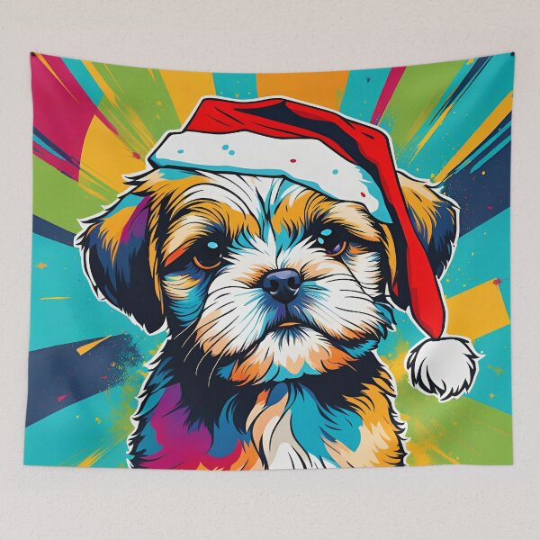 Item preview, Shih Tzu Wearing A Santa Hat Pop Art Puppy  designed and sold by Glimmersmith.