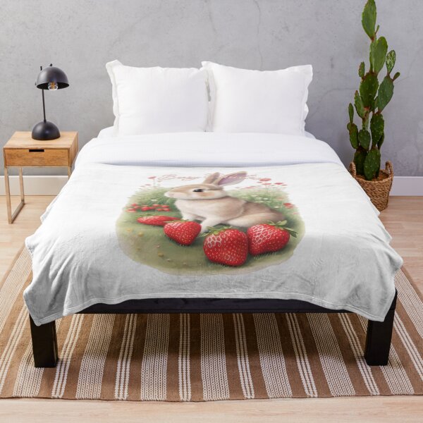 Item preview, Divertido juego de palabras navideño "Berry Christmas" Acuarela tradicional Cottagecore Lindo conejito con flores en un campo de fresas designed and sold by BardCoreDesigns.