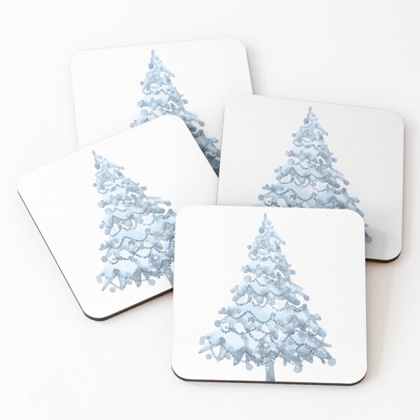 Item preview, Watercolor Christmas Tree covered in snow, light colors, delicate navy. designed and sold by My-fake-places.