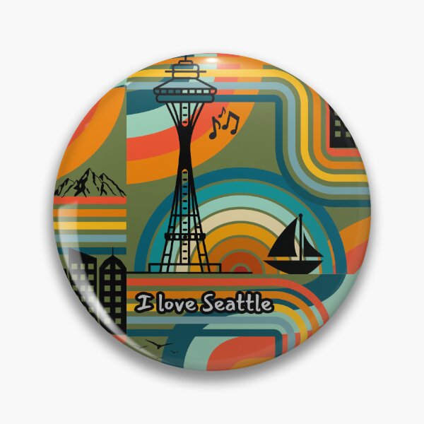 Item preview, Love Seattle Washington Groovy Vintage Retro PNW City  designed and sold by IntoClearWater.