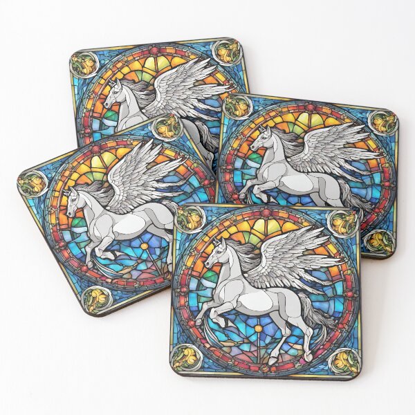 Item preview,  colorful stained glass with animals, Pegasus 1 designed and sold by GroonSpace.
