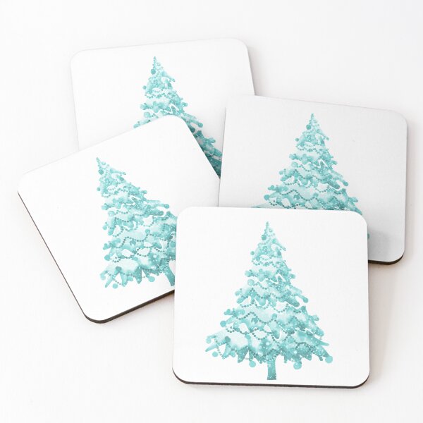 Item preview, Watercolor Christmas Tree covered in snow, light colors, delicate blue. designed and sold by My-fake-places.