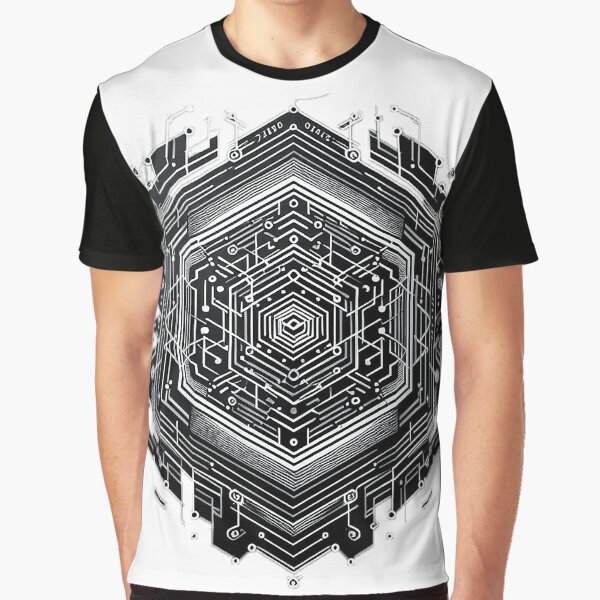 Vista previa del artículo con la obra «Fusión inspirada en la tecnología: creatividad digital», diseñado y vendido por TextileTrove.