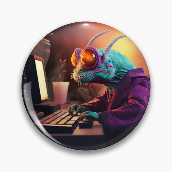 Item preview, chameleon typing on a computer designed and sold by Yu-Future.