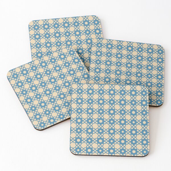 Item preview, Cerulean Blue Beige Star Square Mediterranean Moroccan Classic Geometry Warm Pattern designed and sold by PenguinForests.