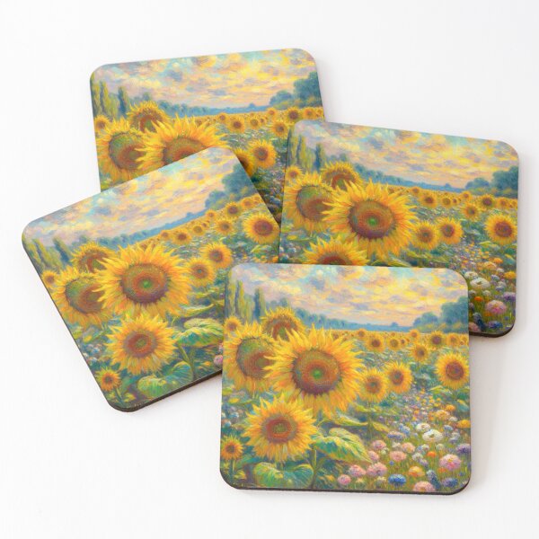 Item preview, Painting of a Sunflower Field - Flower Field Painting designed and sold by Star-Fragment.