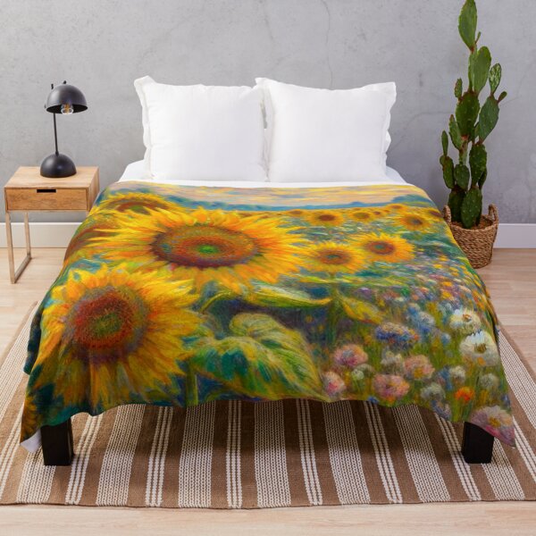 Item preview, Painting of a Sunflower Field - Flower Field Painting designed and sold by Star-Fragment.