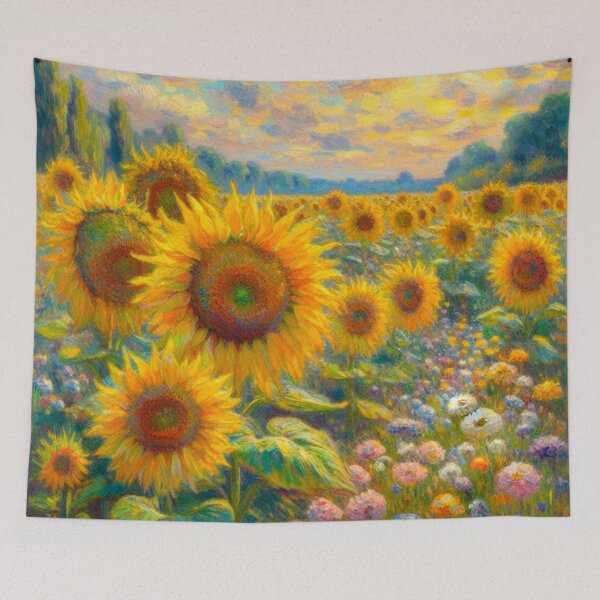 Item preview, Painting of a Sunflower Field - Flower Field Painting designed and sold by Star-Fragment.