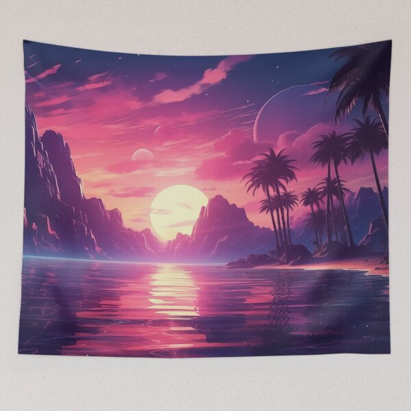 Item preview, Neon Oasis: Sunset Serenade on Retro Shores designed and sold by Mullet Monkey.