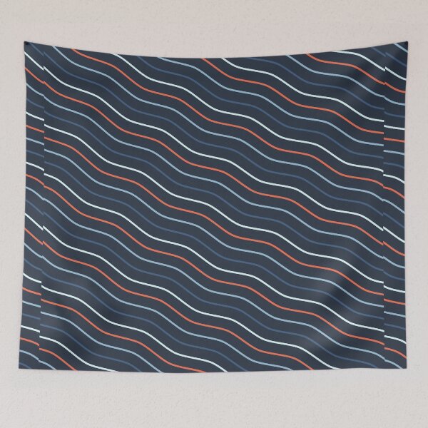 Item preview, Waves Pattern in Shades of Blue and Red designed and sold by 2teesme.
