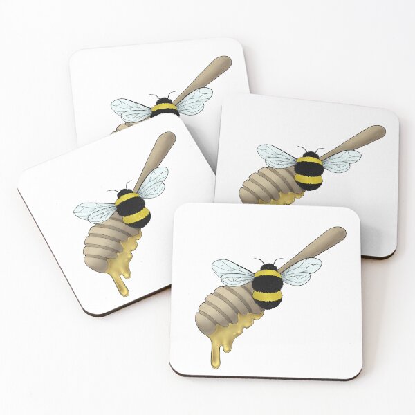 Item preview, Bee With Honey Dipper designed and sold by ink-in-a-teacup.