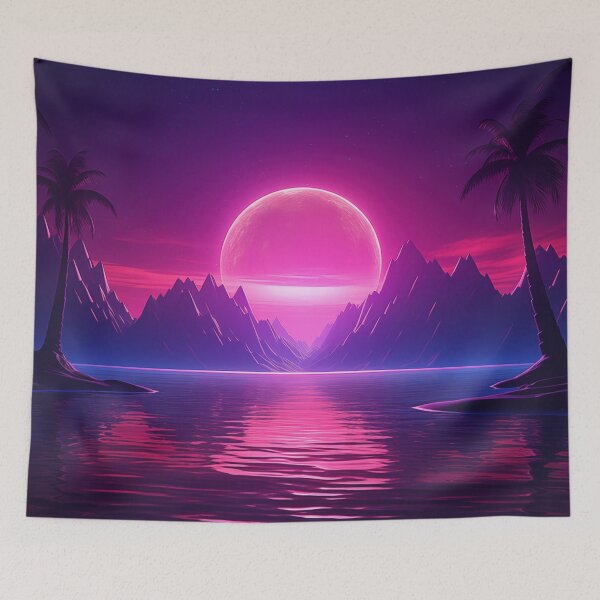 Item preview, Tropical Dreamscape: Synthwave Sunset Paradise designed and sold by Mullet Monkey.