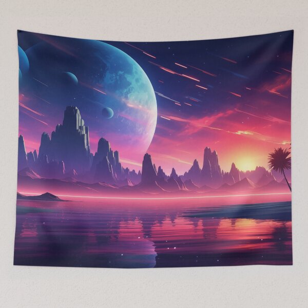 Item preview, Retrofuturistic Tropics: Sunset Vibes in Neon Glow designed and sold by Mullet Monkey.