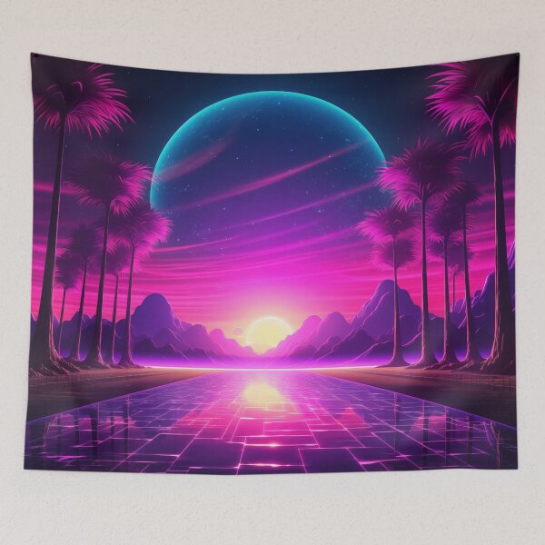 Item preview, Synthwave Serenity: Sunset Bliss in Tropical Hues designed and sold by Mullet Monkey.