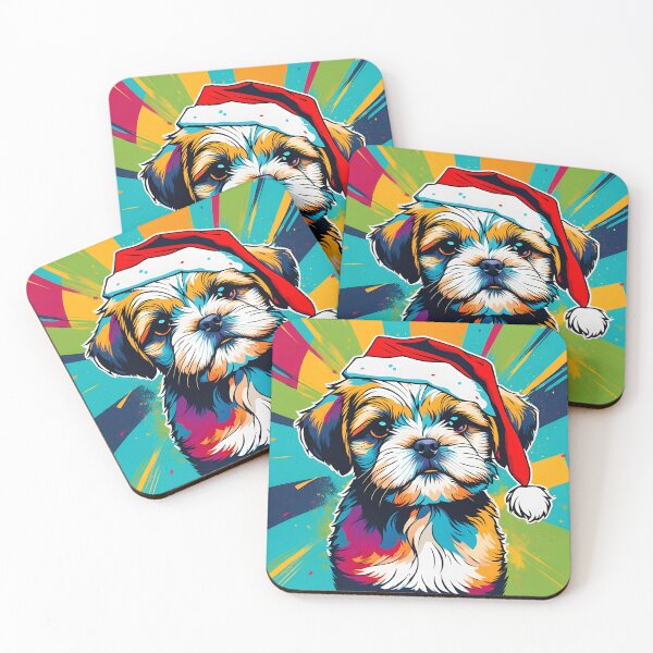 Item preview, Shih Tzu Wearing A Santa Hat Pop Art Puppy  designed and sold by Glimmersmith.