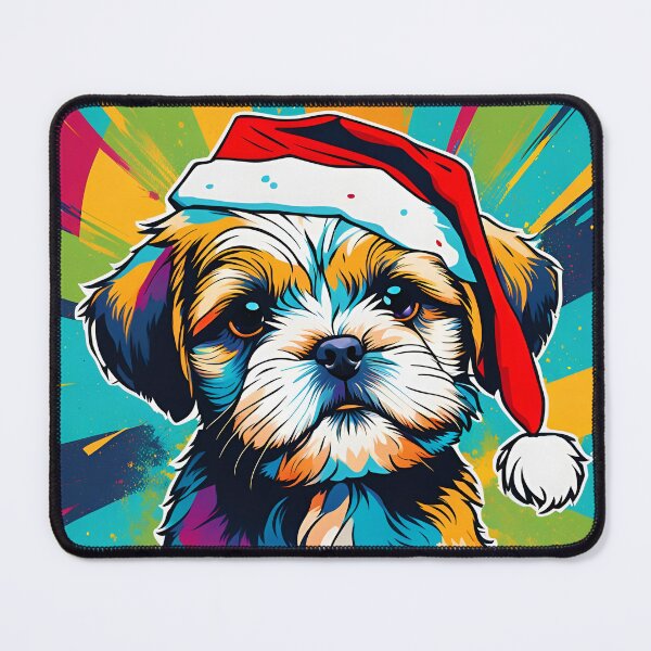 Item preview, Shih Tzu Wearing A Santa Hat Pop Art Puppy designed and sold by Glimmersmith.