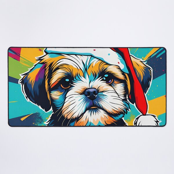 Item preview, Shih Tzu Wearing A Santa Hat Pop Art Puppy designed and sold by Glimmersmith.
