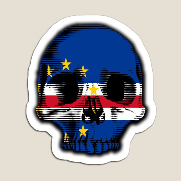 Cape Verde Flag Skull Distressed Vintage Retro Magnet