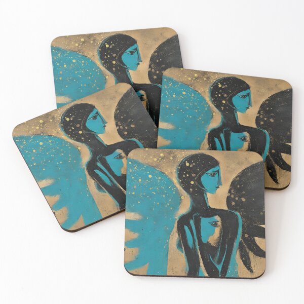 Item preview, Black + Turquoise Angel with Shimmering Gold designed and sold by Frenchifique.