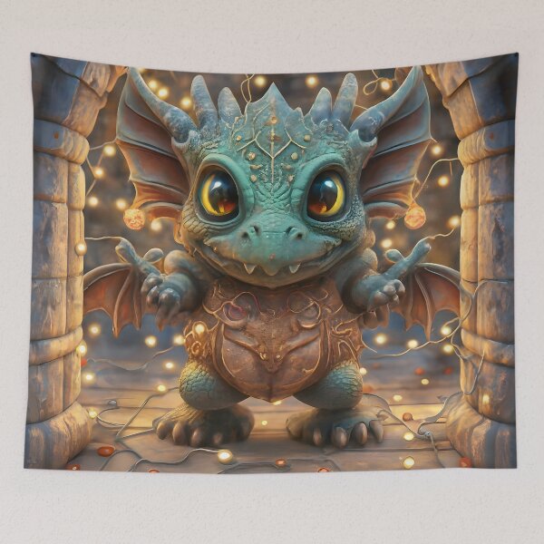 Item preview, Festive Chibi Gargoyle Dragon With Lights designed and sold by DragonRealms.