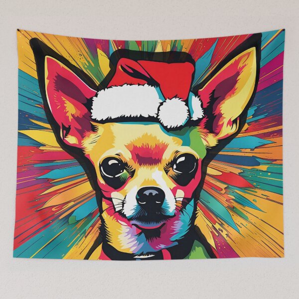 Item preview, Chihuahua Wearing A Santa Hat Pop Art Puppy  designed and sold by Glimmersmith.